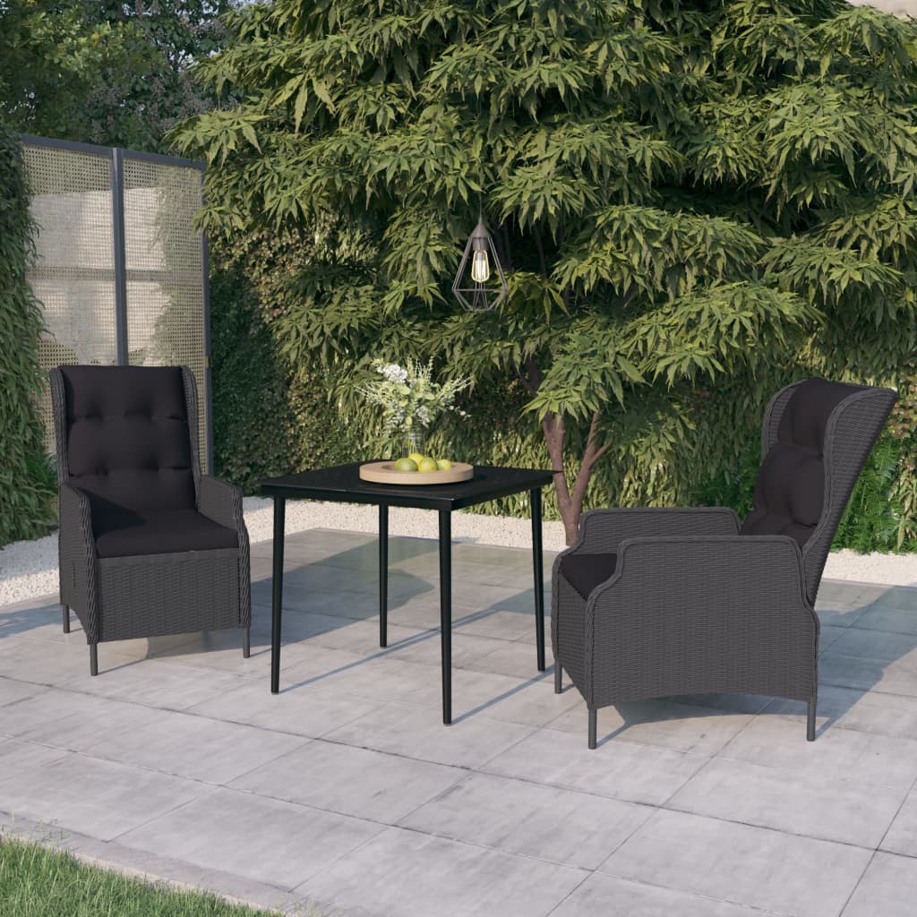vidaXL 3 Piece Garden Dining Set Dark Grey