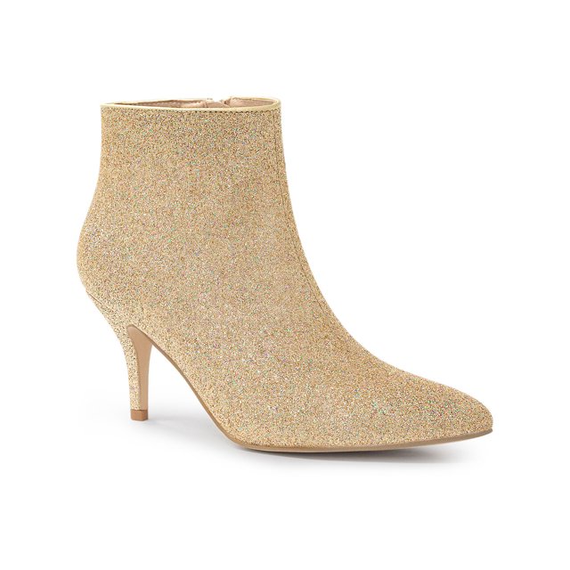 Unique Bargains Bottines à Talons Aiguilles à Paillettes à Bout Pointu pour Femmes