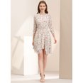 thumbnail image 3 of INSPIRE CHIC Robe Fleurie pour Femme Froncée Manches 3/4 Ourlet Asymétrique Robes Smockées Blanc P, 3 of 6