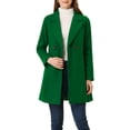 thumbnail image 1 of Allegra K Women's Double Breasted Lapel Raglan Long Sleeve Mid Length Overcoat L Grass Green, 1 of 6