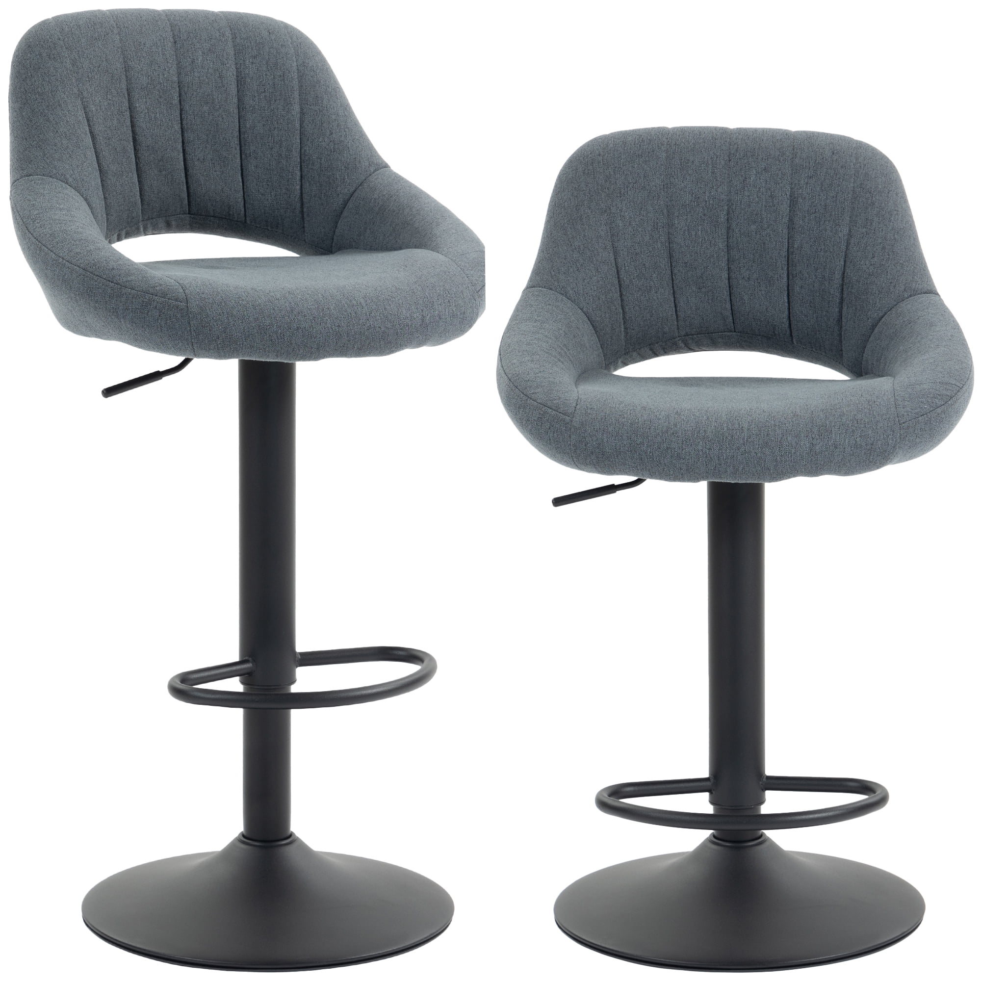 HOMCOM Bar Stools Set of 2 Swivel Adjustable Counter Height Barstools