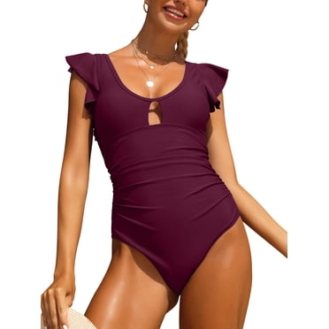 Charmo Womens Ruffle One Piece Swimsuits Ruched Tummy Control Monokini Bathing Suits