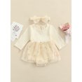 thumbnail image 2 of Xingqing 2 Pcs Combinaison-Robe d'Automne pour Bébé Fille à Manches Longues Tournesols en Maille Dentelle Patchwork Combinaisons Beige 3-6 Mois, 2 of 8