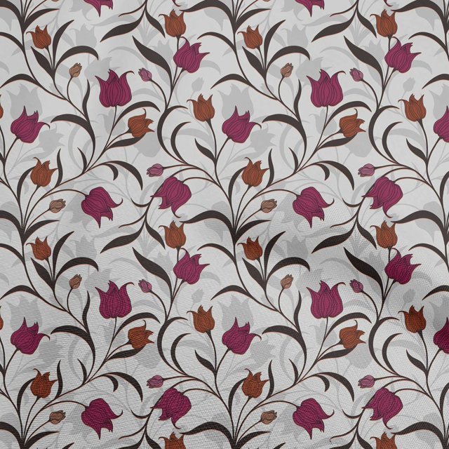 oneOone Coton Flex Rose Tissu Floral Rétro Tissu pour Couture Tissu d'Artisanat Imprimé au Mètre 40 Pouces de Large