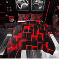 thumbnail image 1 of Erosebridal Geometric Stereoscopic Comforter Sets Queen Size,Buffalo Plaid Bedding Queen Comforter Set,Gradient Bedroom Decor,Reversible,Ultra Soft,3 Pieces, 1 of 7