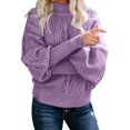 thumbnail image 2 of Ladies Mid Neck Sweater Women's Turtleneck Tops Loose Long Sleeve Knit Button Pullover Fleece Men Solid Color Sweater Pullover Women's Pullover Sweaters Plus Size Top, 2 of 6