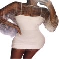 thumbnail image 2 of Women‘s See Through Pearl Rhinestone Cover Up Dress Summer Sheer Mesh Bikini Cover Up Beach Bathing Suit Coverups, 2 of 5
