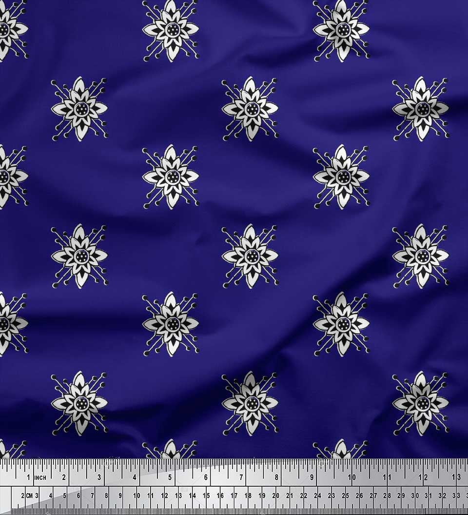 Soimoi Silk Fabric Floral Block Fabric Prints by Yard 42 Inch Wide