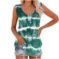 thumbnail image 2 of Pntutb Sleeveless Tops for Ladies Women's Summer Fashion Round Neck Double Button Print Tank Tops Blouse Rolback, 2 of 6