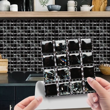 Aursykel 10pc Crystal Tile Stickers DIY Easy Peel Self Adhesive Eco Friendly Wall Tiles for Kitchen Bathroom Coverage Long Lasting No Yellowing Pack of 10 Sheets