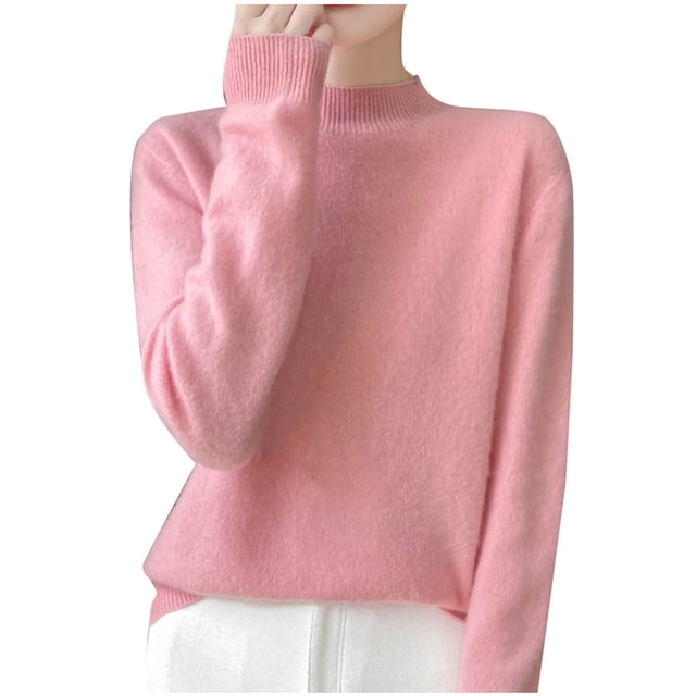 Cameland Pull Tricoté Mode Femme Décontracté Col Semi-Haut Couleur Unie Base Ample
