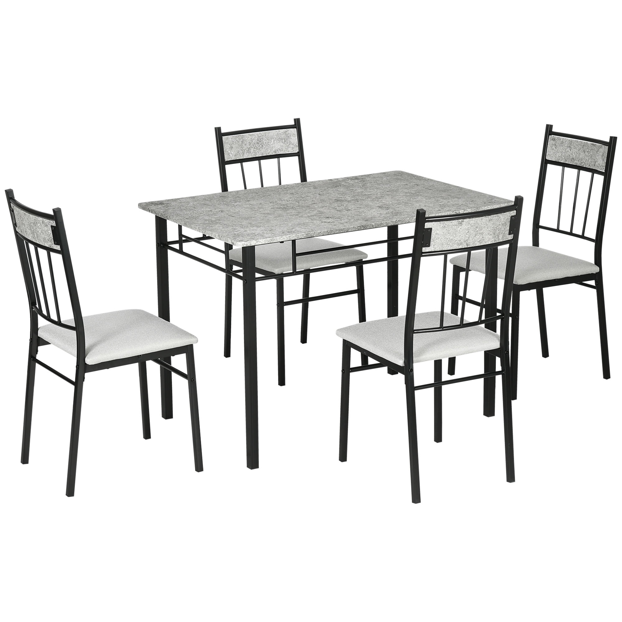 HOMCOM Kitchen Table and Chairs Set Modern Dining Table Set Set of 5