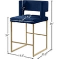 thumbnail image 5 of Meridian Furniture Caleb Navy Velvet Counter Stool (Set of 2), 5 of 5