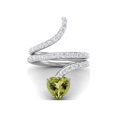 thumbnail image 1 of Bague Contournée Enveloppante en Forme de Cœur 7 mm Péridot Naturel Argent 925 Bagues pour Femmes, 1 of 3
