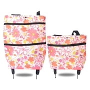 Accelerateh 2 In 1 Foldable Shopping Cart Trolley Bag Portable Green Wheels System For Grocery Travel Storage