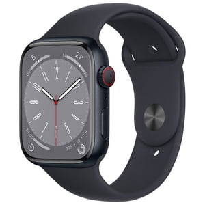 Rénové (bon) - Apple montre Series 8 (GPS + Cellulaire) 45mm Midnight Boîtier en aluminium avec Midnight Groupe sportif - Moyenne/Grande