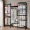 thumbnail image 2 of Heavy Duty Freestanding Clothes Rack – 4 Hanging Rods, 6 Shelves – Adjustable Large Capacity Portable Metal Garment Organizer for Bedroom, Closet – Max Load 890 lbs – 68.9"L x 15.7"W x 76.4"H – Black, 2 of 7