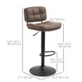 thumbnail image 3 of HOMCOM Tabourets de Bar Ensemble de 2, Tabourets de Comptoir Pivotants Réglables, 3 of 10