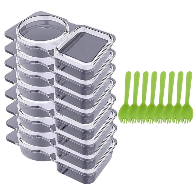 Lksixu Contenant à Condiments à Double Compartiment 8 Pcs Contenants à Condiments Doubles avec Couvercles Contenants à Collation à 2 Compartiments Contenants à Collation à Double Compartiment Gadgets de Cuisine