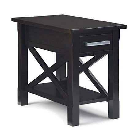 SIMPLIHOME Kitchener SOLID WOOD 14 inch wide Rectangle Contemporary Narrow Side Table in Hickory Brown with Storage, 1 Drawer and 1 Shelf, for the Living Room and Bedroom