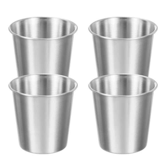 4 Pcs 304 Stainless Steel Cups,6.76oz/200ml Water Glasses Cup Metal Tumbler Silver