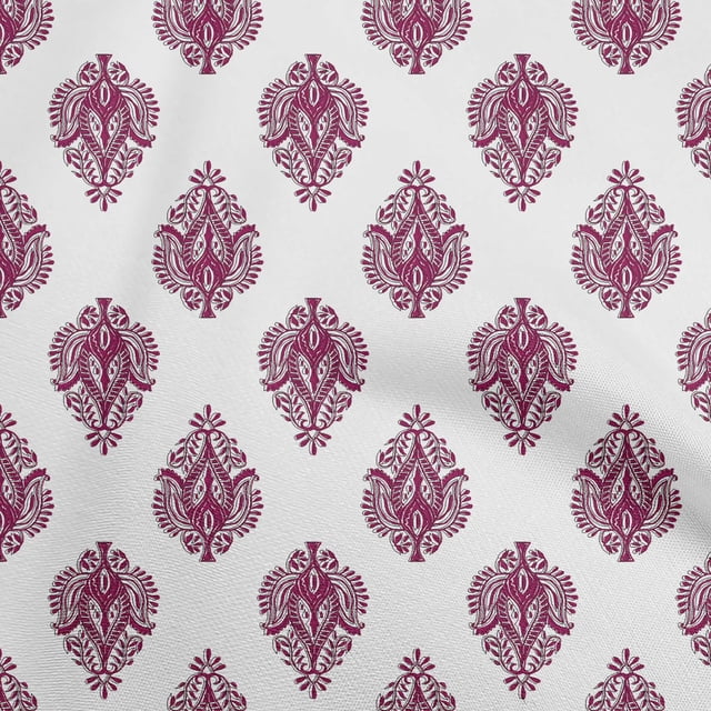 oneOone Rayon Magenta Fabric Block Fabric For Sewing Printed Craft Fabric By The Yard 56 Inch Wide-WQ