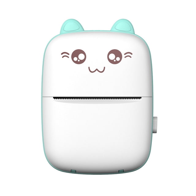 Graflsoa Bluetooth Thermal Printer - Compact Cat Design, Portable for Barcode & Label Printing, Includes 1 Roll Paper & Built-in Battery, Blue or Pink, ABS Material, 200 DPI, BLE4.0, 1000mAh
