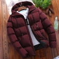 thumbnail image 2 of Kcodviy Men Autumn and Winter Hooded Jacket for Men Solid Zipper Hooded Loose Jacket Plus Size Outdoor Coat Top Blouse, 2 of 3