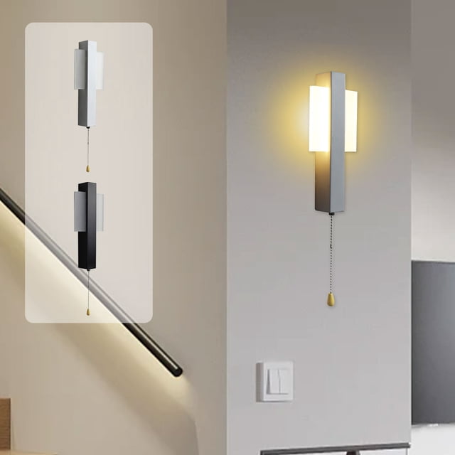 Vaidha Applique Murale Moderne Filaire en Métal Noir Blanc LED Chaude Intérieure