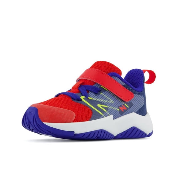 New Balance girls Rave V2 Hook and Loop Running Shoe, Neo Flame/Lemonade/Moon Shadow, 5.5 Toddler US