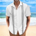 thumbnail image 2 of BOBOGOJP Robe Coupe-Muscle pour Homme Chemises Boutonnées Chemises Imprimées à Manches Courtes, Blanc, 2 of 5