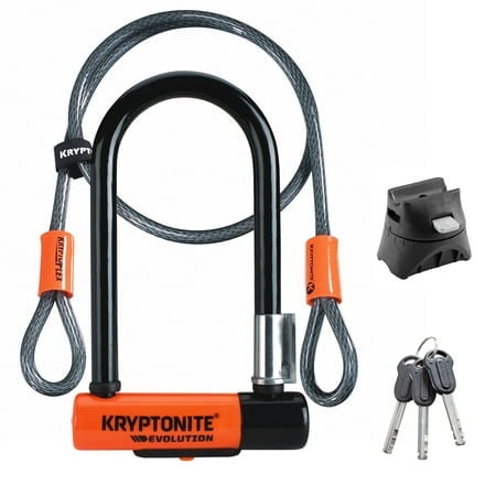 Kryptonite Evolution Mini-7 Bike U-Lock With Cable Heavy Duty Anti-Theft Bicycle U Lock 13Mm Shackle And 10Mm X4Ft Length Security Cable With Mounting Bracket And Keys