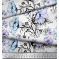 thumbnail image 2 of Soimoi Modal Satin Fabric Leaves & Anemone Flower Decor Fabric Printed Yard 42 Inch Wide, 2 of 3