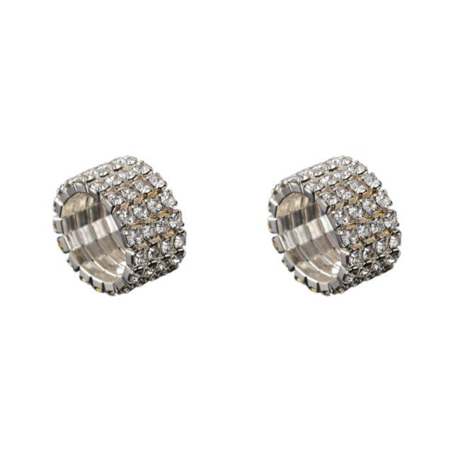 Thinsony Classy Inlaid Ring Sturdy Alloy With Dazzling Accents And Exquisite silver 4 rows 2Set