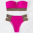 thumbnail image 4 of 2Pcs/Set Ring Connection Off Shoulder Bikini Set Bandeau Bra High Waist Briefs Swimwear Beachwear, 4 of 10