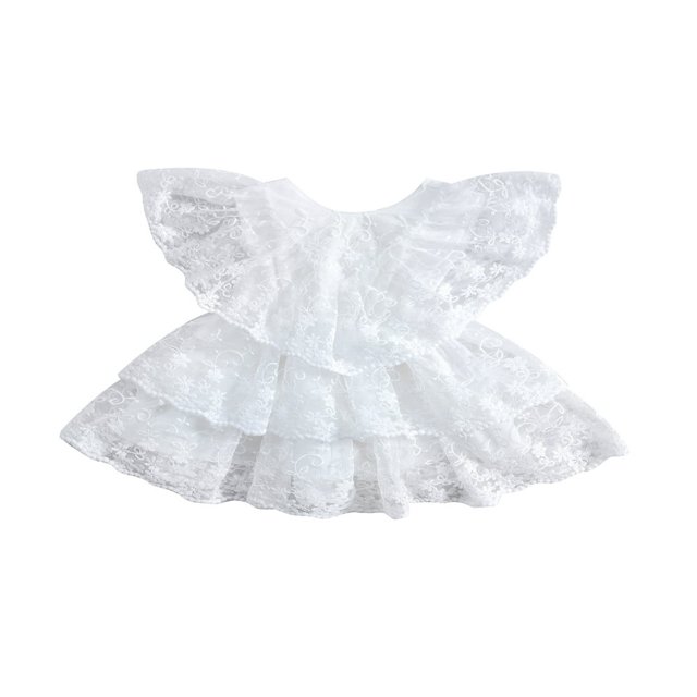 Bébé Filles Princesse Robe Volant Manches Dentelle Floral à Plusieurs Niveaux Robe d'Été Vêtements