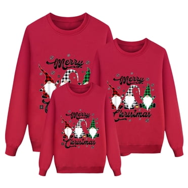 Ediodpoh Parent Child Christmas Printed Long Sleeved Sweatshirt Top Christmas Pajamas for Family for Men Red L