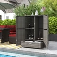 thumbnail image 2 of Outsunny Wicker Outdoor Storage Cabinet, Pool Towel Storage Cabinet, Grey, 2 of 10
