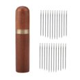 thumbnail image 1 of 24x Self Threading Needles with Wooden Needle Case Brown_Silver Needles, 1 of 9