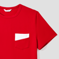 thumbnail image 3 of PatPat Family Matching Solid Color Raglan-Sleeve Tee and Red Lip Print Bodycon Drawstring Mesh Strap Dress Sets, 3 of 6