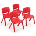 thumbnail image 1 of Gymax Lot de 4 Chaises Empilables en Plastique pour Enfants Intérieur/extérieur Jardin d'Enfants Rouge, 1 of 10
