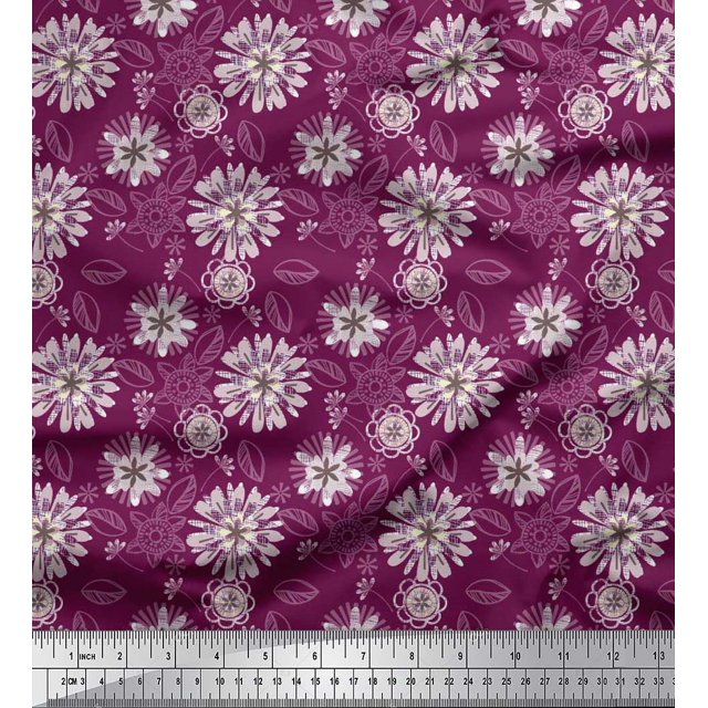 Soimoi Moss Georgette Fabric Artistic Floral Print Fabric by The Yard 42 Inch Wide