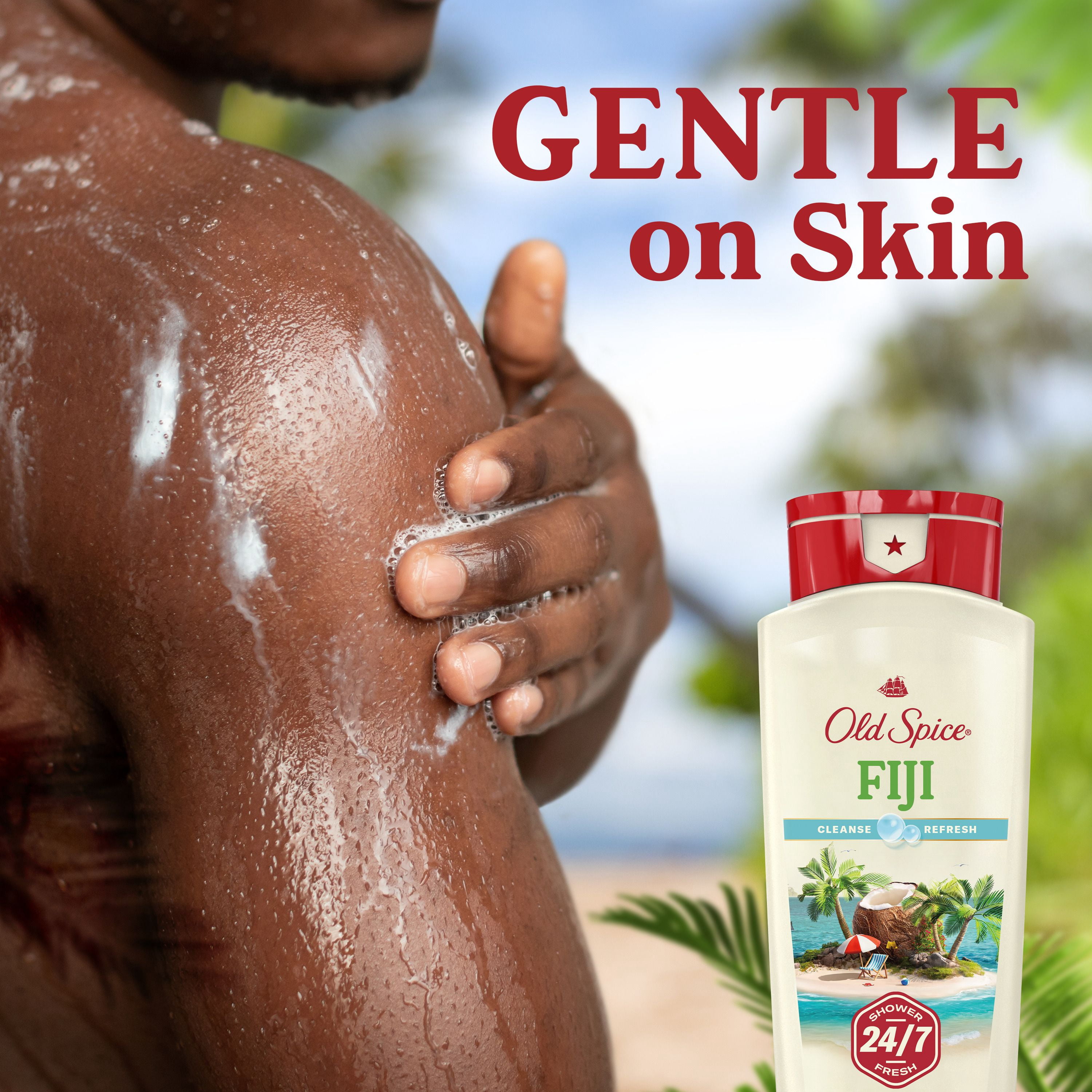 Old Spice Men's Body Wash, Fiji Scent, 24/7 Shower Fresh, Long Lasting Scent