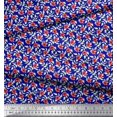 thumbnail image 3 of Soimoi Satin Silk Fabric Leaves & Poppy Floral Print Fabric by Yard 42 Inch Wide, 3 of 6
