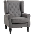 thumbnail image 1 of HOMCOM Button-Tufted Accent Chair with Wing Back Rounded Arms Charcoal Grey, 1 of 10