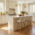 thumbnail image 3 of Homy Casa 2-Piece Counter Height Bar Stools, Upholstered Swivel Kitchen Island, Beige, 3 of 7