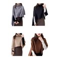 thumbnail image 3 of Baohd Knit Pullover Turtleneck Sweater Winter Coat Fashionable Irregular Solid Color Knit Sweater Knit Top grey, 3 of 6