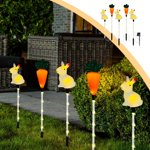 EGNMCR Décorations de Pâques, ornements de Pâque LED Lumières solaires de Pâques Classique Bunny Carrot Elémentaires Solaire Lumières de vacances Jardin extérieur Yard Décoration d'un remorquage Cinq Lumières solaire de vacances