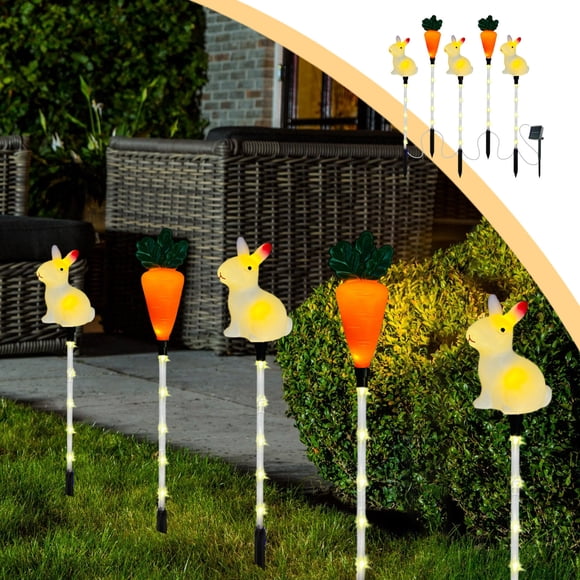Dvkptbk Holiday Solar Lights Led Easter Solar Lights Easter Classic Bunny Carrot Elementals Solar Ground Lights Holiday Outdoor Garden Yard Decoration One Tow Five Home Decoration