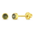 thumbnail image 1 of Or Jaune 14k Rond 3 mm Péridot Simulé Serti Clos Clous à Vis pour Filles, 1 of 7